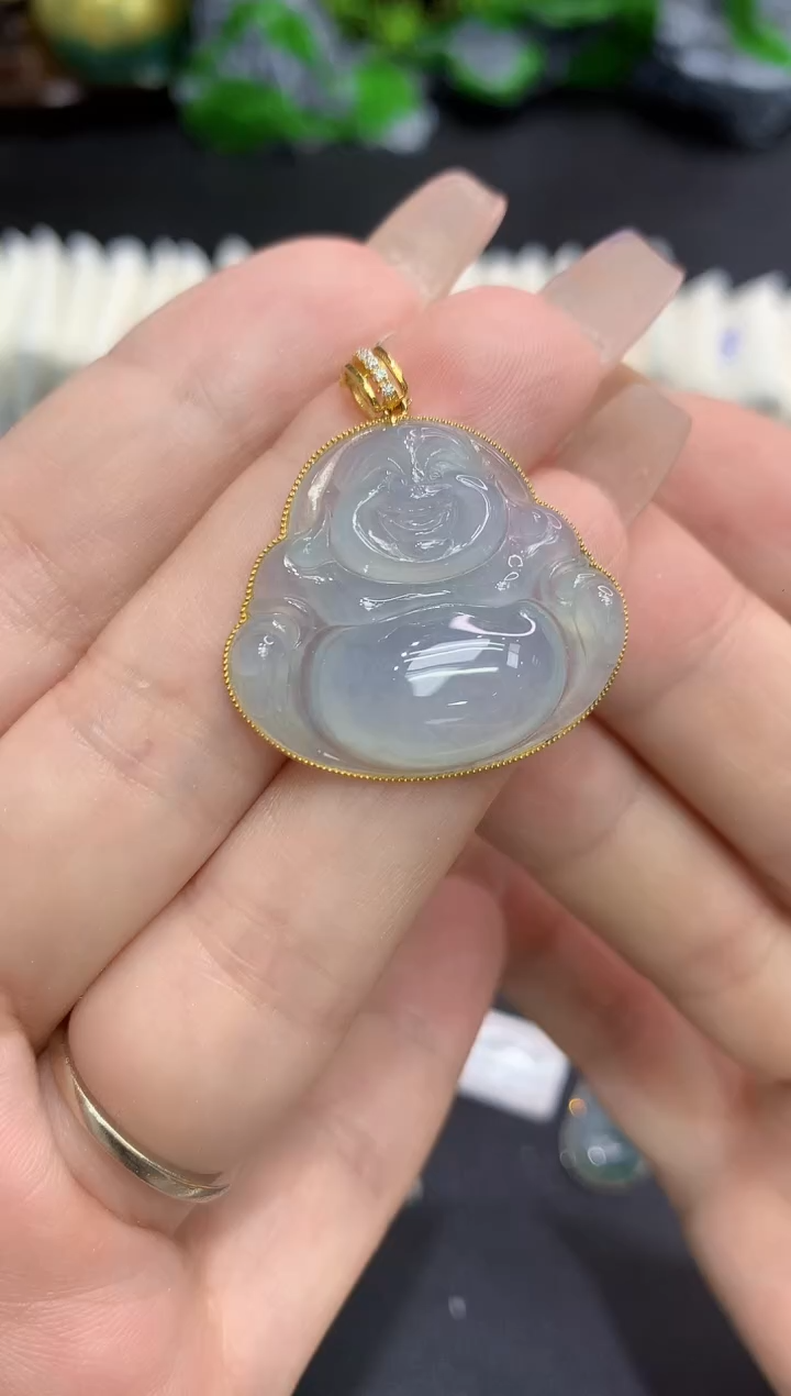 翡翠18K金镶嵌吊坠(不含链)11111
