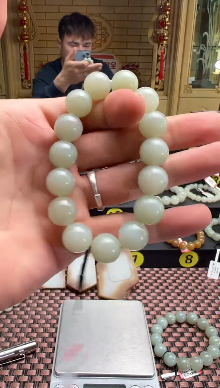 【闪购商品】和田玉手串未镶嵌且末料青白玉卡14