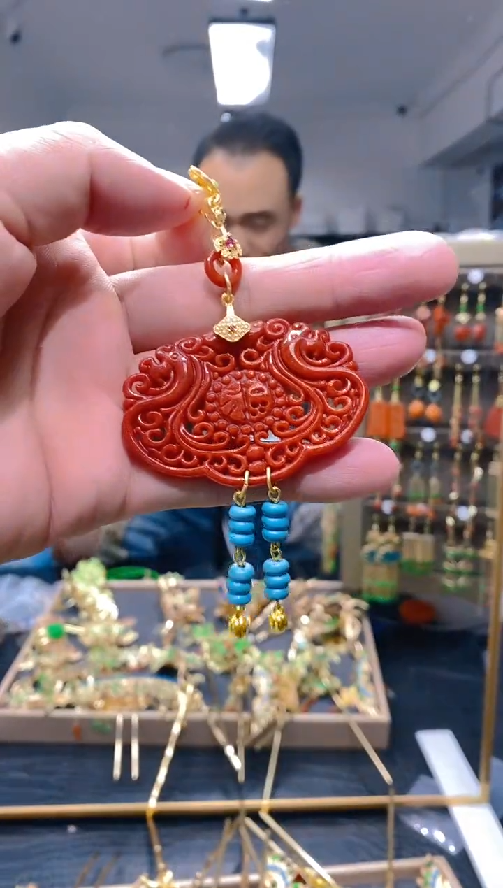 【闪购商品】翡翠耳饰合金46翡翠压襟