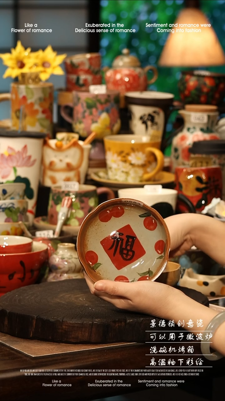 陶瓷景德镇高温釉下彩手工手绘款式