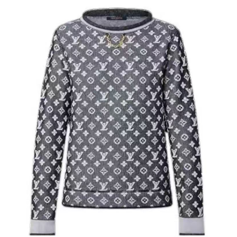 99新 LouisVuitton/路易威登 链条满印老花绵羊毛毛衣 S码