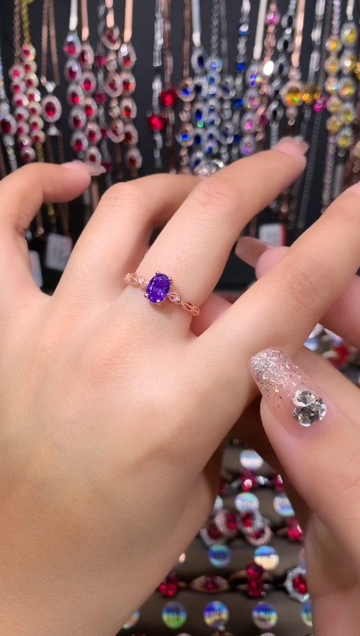 【闪购商品】水晶戒指银S925镶嵌玫瑰金