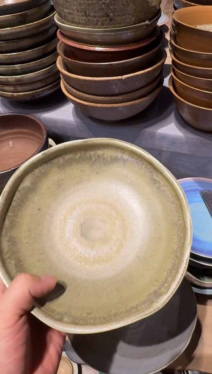 瓷片776 绿松针盘子1个   