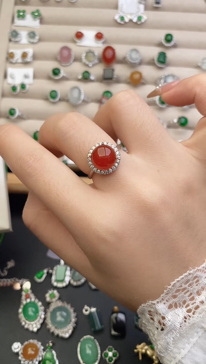 银S925镶嵌戒指玛瑙/玉髓0