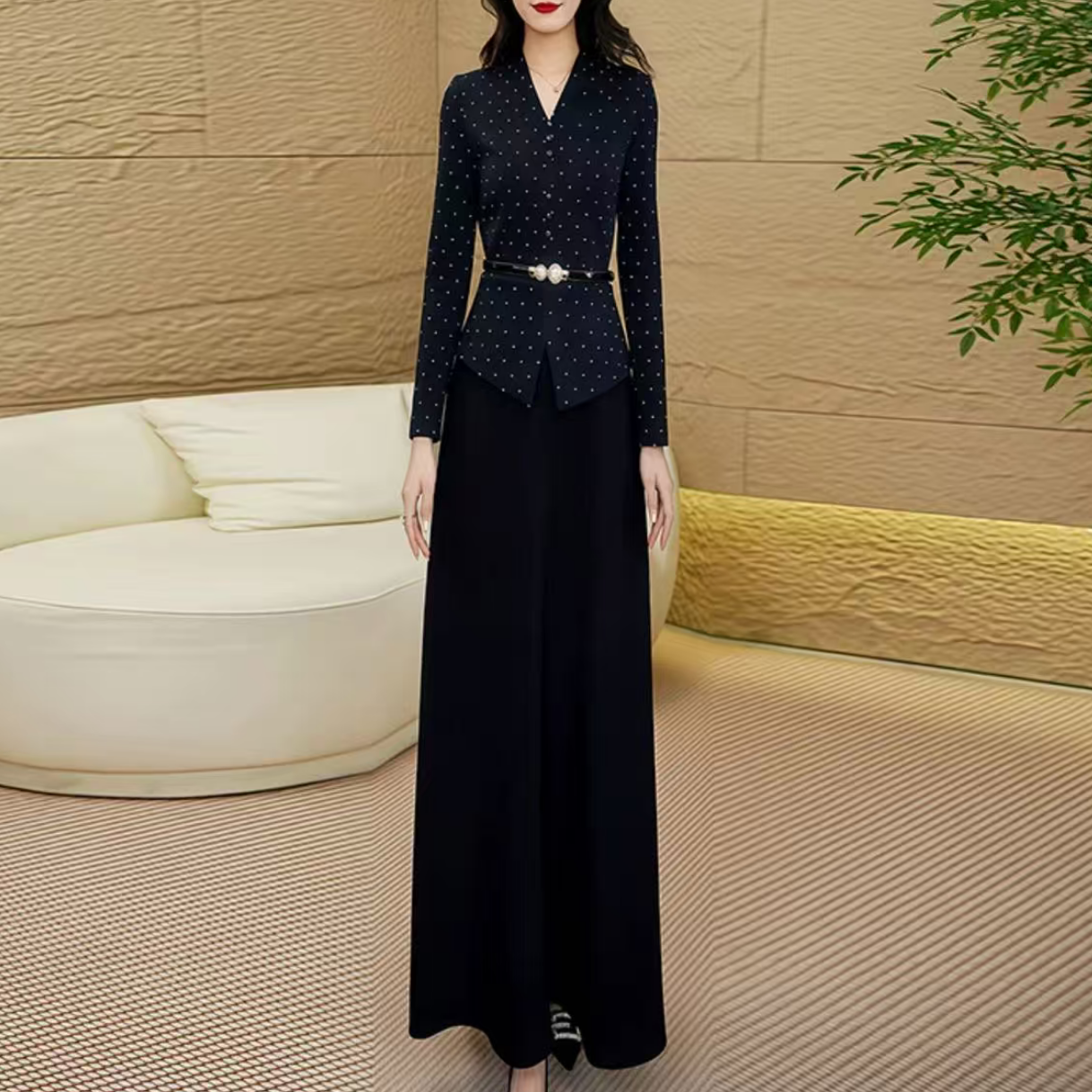 6148#秋季流行女连衣裙新款显瘦气质修身端庄大气长袖裙子