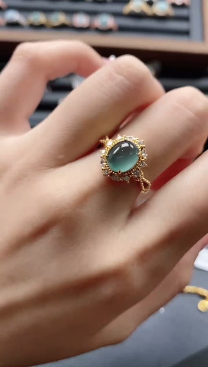 【闪购商品】翡翠戒指银S925镶嵌15151