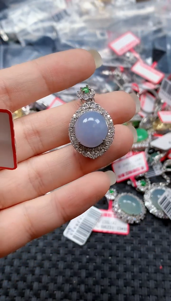 银S925镶嵌戒指翡翠天然A货缅甸翡翠