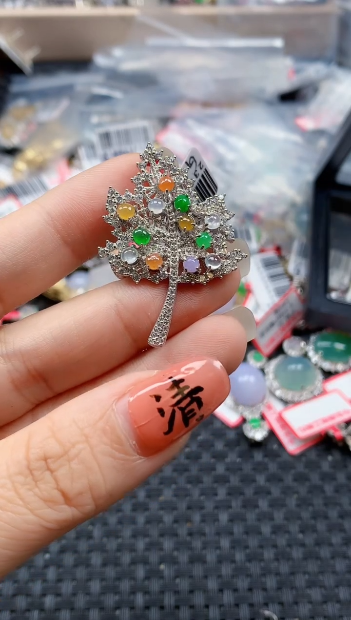 银S925镶嵌戒指翡翠天然A货缅甸翡翠