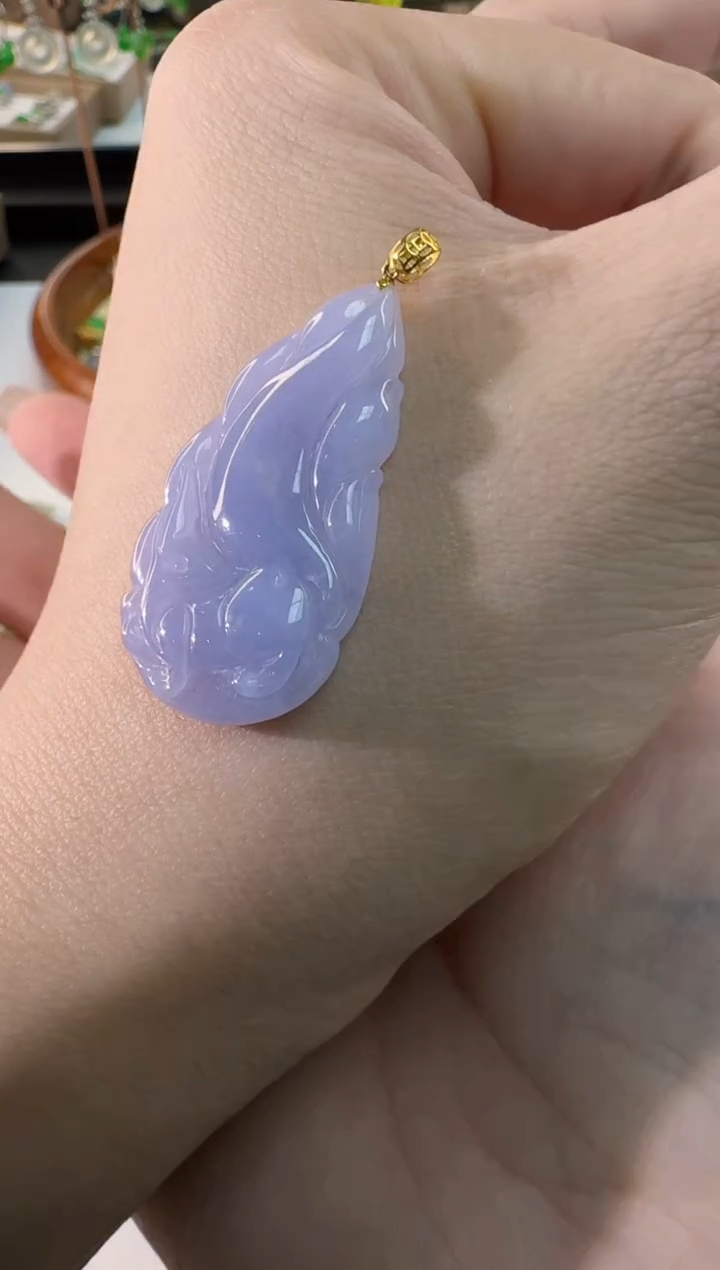 【闪购商品】翡翠颈饰18K金镶嵌缅甸翡翠A货挂件