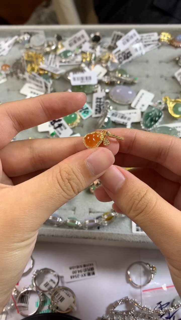 银S925镶嵌戒指翡翠杨*丁吊坠