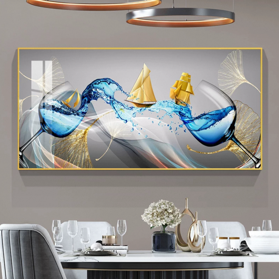 餐厅装饰画轻奢现代简约水果酒杯壁画高档餐桌背景墙挂画