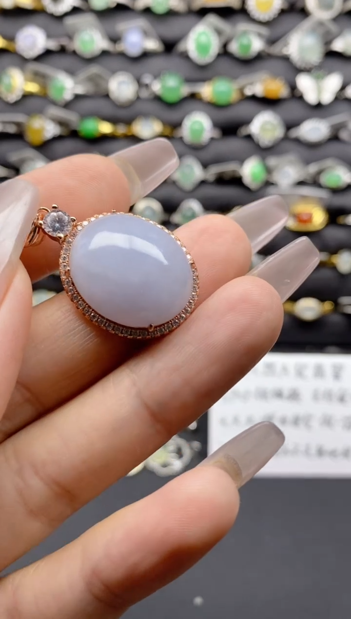 【闪购商品】翡翠吊坠(赠链)银S925镶嵌S925银镶嵌翡翠吊坠