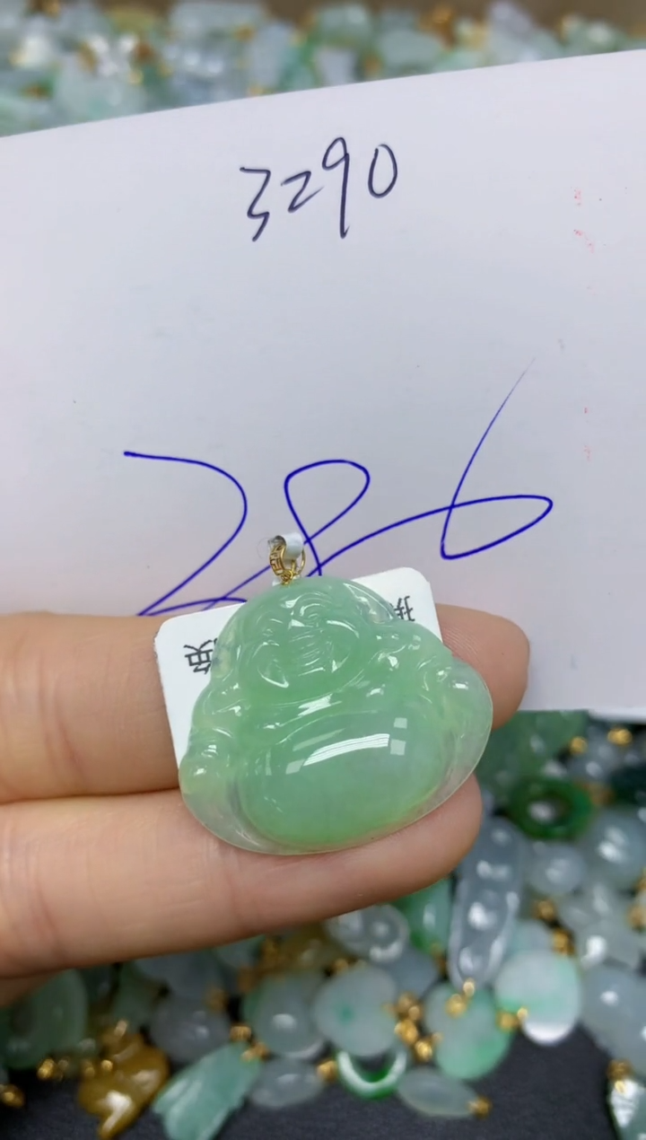 【闪购商品】翡翠挂件18K金镶嵌 天然翡翠A货