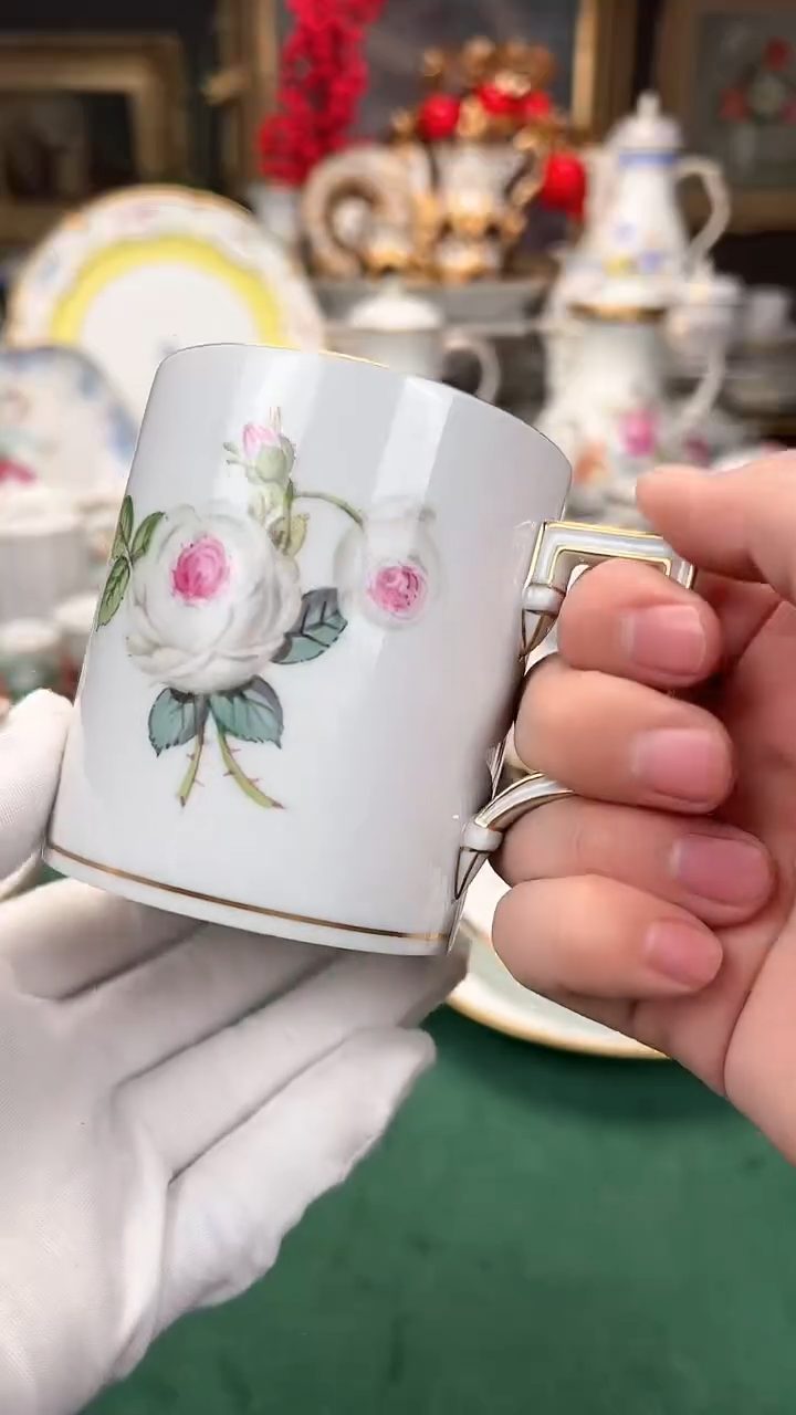 【闪购商品】瓷片梅森新品白玫瑰马克杯