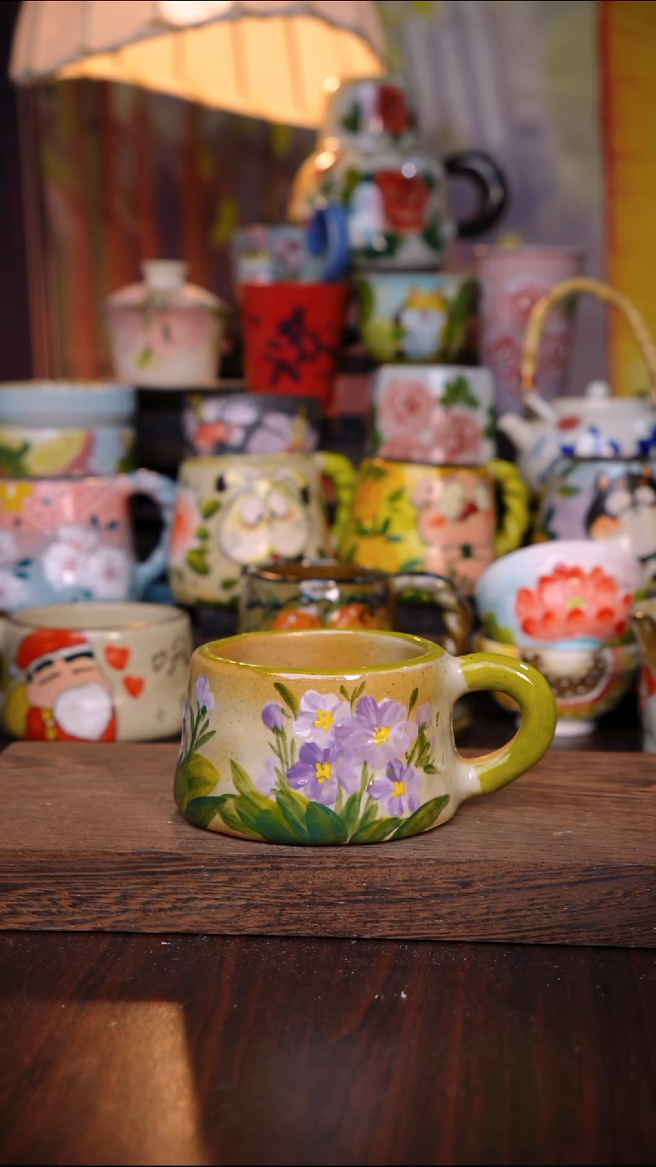 杯子陶泥垚手作 景德镇手工手绘陶瓷器物