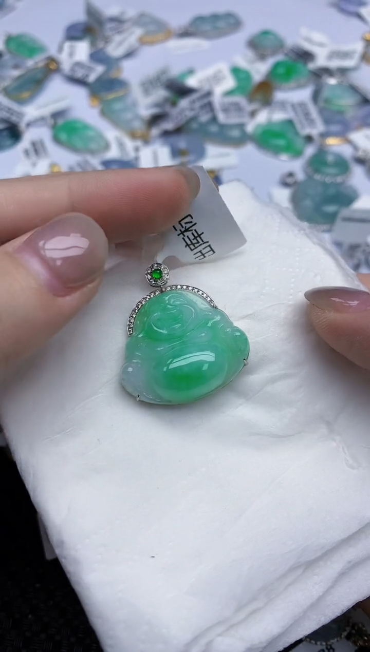 【闪购商品】翡翠颈饰18K金镶嵌天然翡翠A货