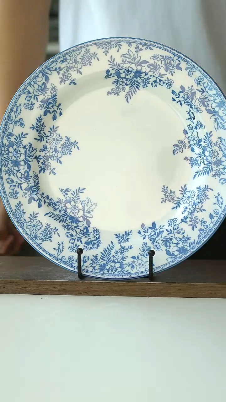 微瑕青花葡萄藤牛排盘26cm@4-2@