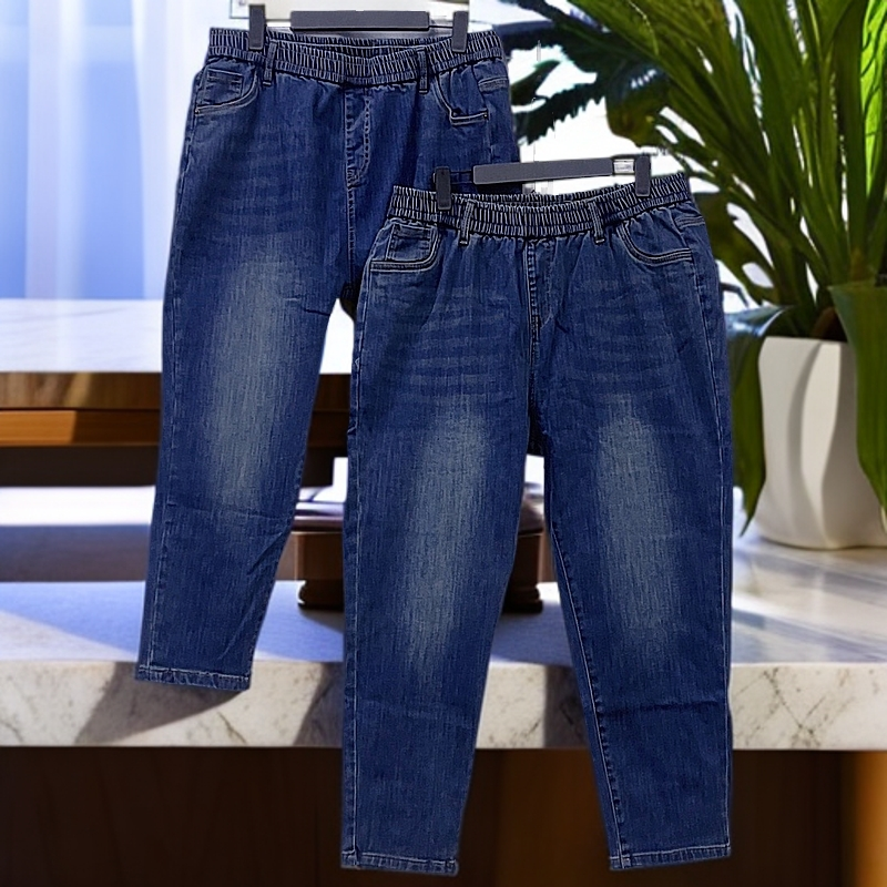 230-260斤 裤长95 高弹力水洗拉绒牛仔裤