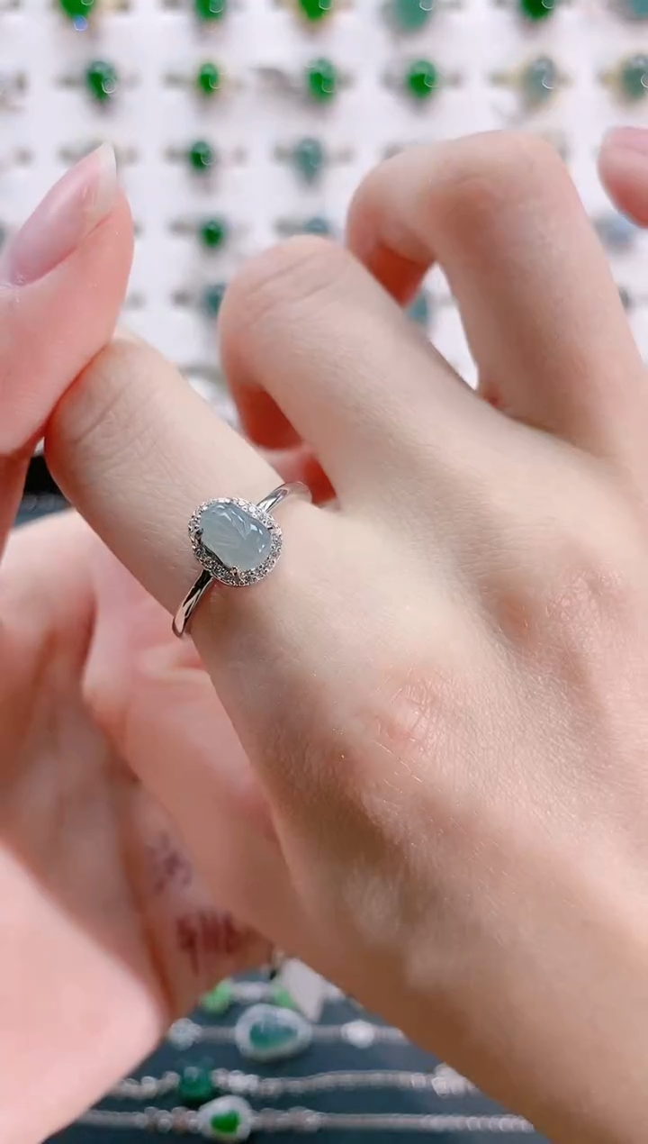 【闪购商品】翡翠戒指银S925镶嵌天然翡翠