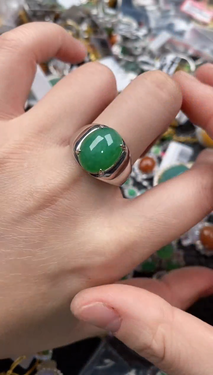 银S925镶嵌戒指翡翠10               4