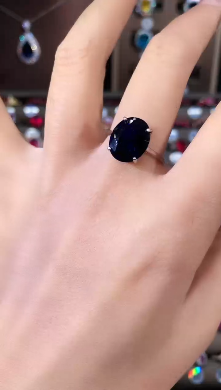 无925银皇家蓝色戒指