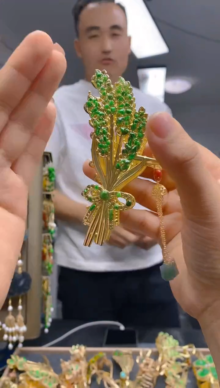 【闪购商品】翡翠耳饰合金333翡翠发簪