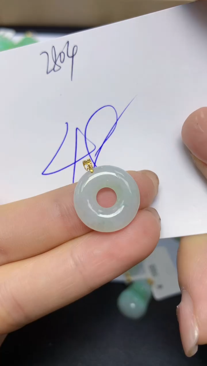 【闪购商品】翡翠挂件18K金镶嵌 天然翡翠A货1