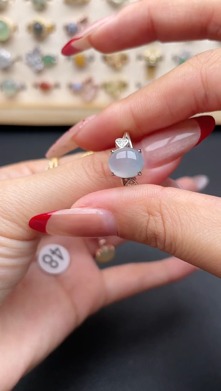 【闪购商品】翡翠戒指银S925镶嵌一物一证一礼盒