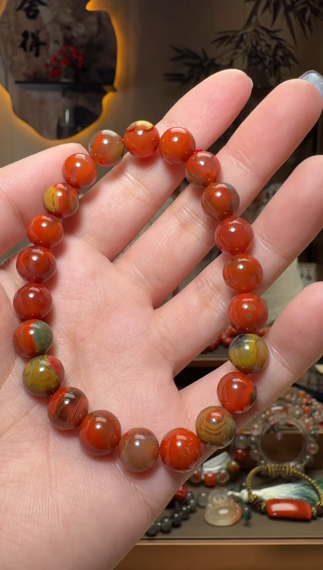 未镶嵌原矿无优化无注胶手串南红玛瑙一条约9mm 