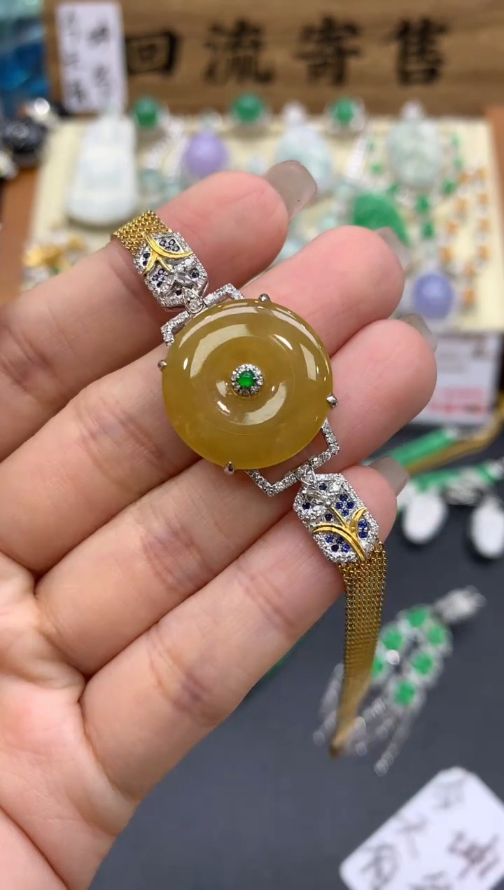 【闪购商品】翡翠手链18K金镶嵌482-中国好珍宝