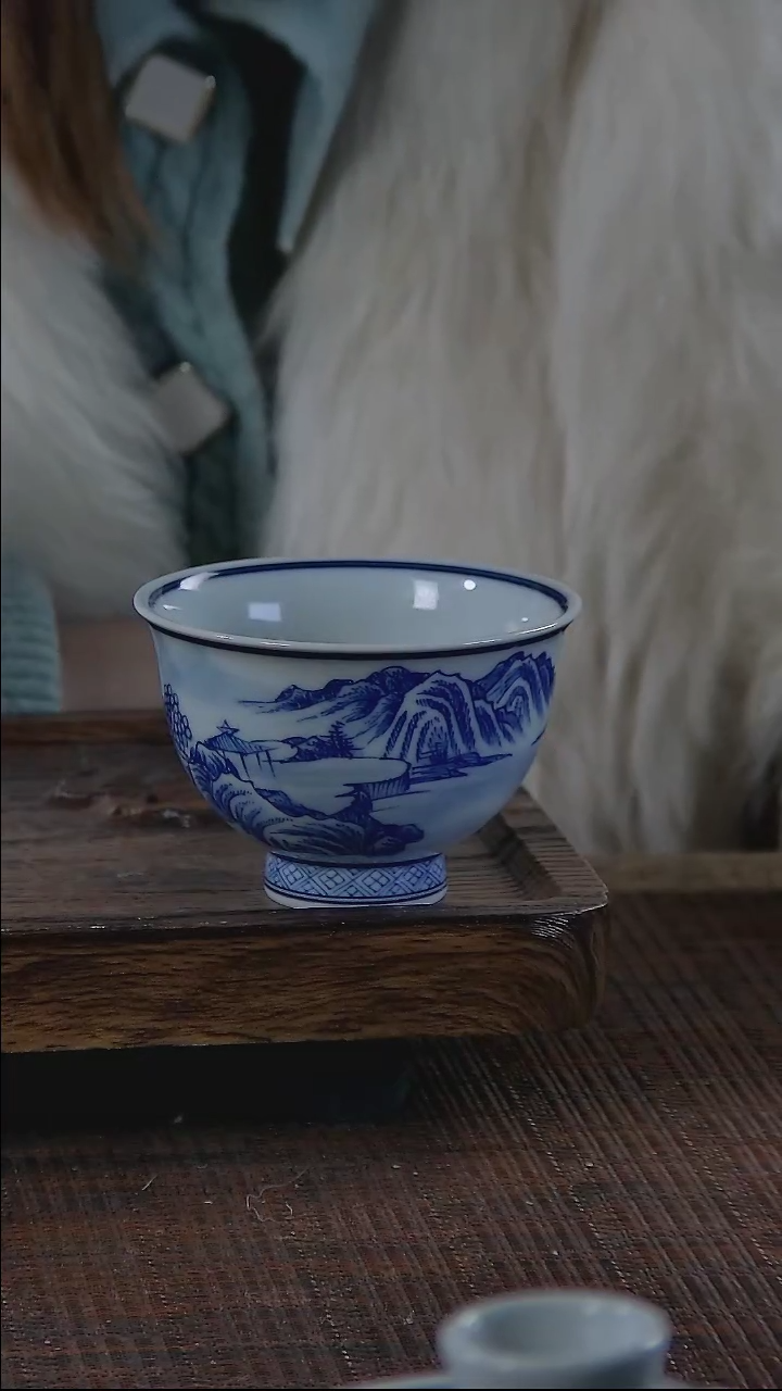 【闪购商品】折葵非器手工手绘山水高足杯