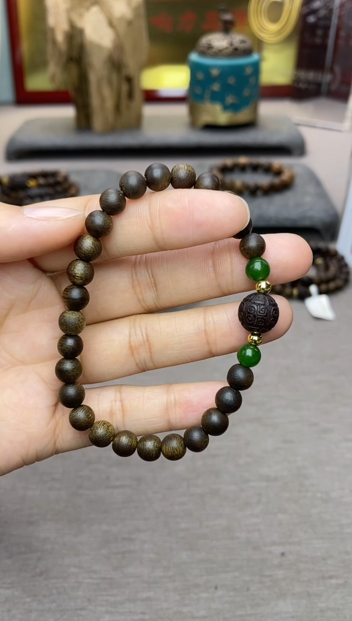 【闪购商品】沉香手串顺化紫棋06沉水+降真香1.0回纹+配饰