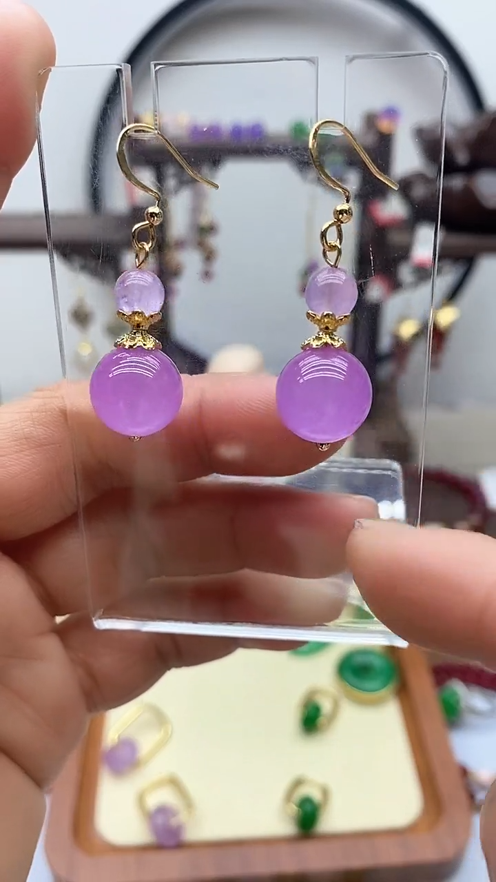 【闪购商品】玛瑙/玉髓耳饰银S925镀金镶嵌105