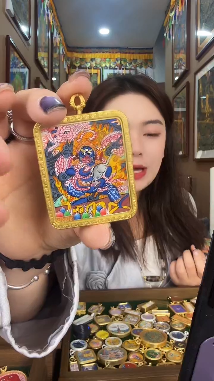 吊坠黑财神-热贡纯手绘唐卡
