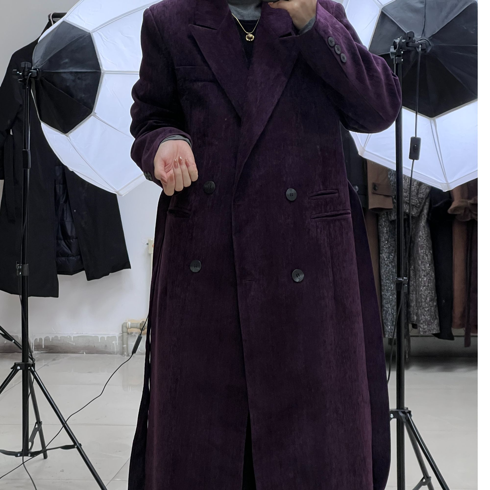 小众潮流紫色大衣