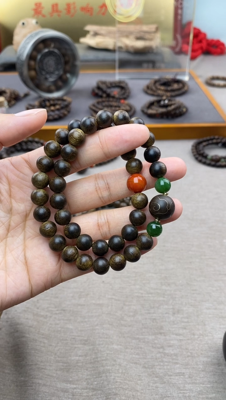 【闪购商品】沉香手串芽庄黄棋楠沉水老料0.8＋祥云1.2设计