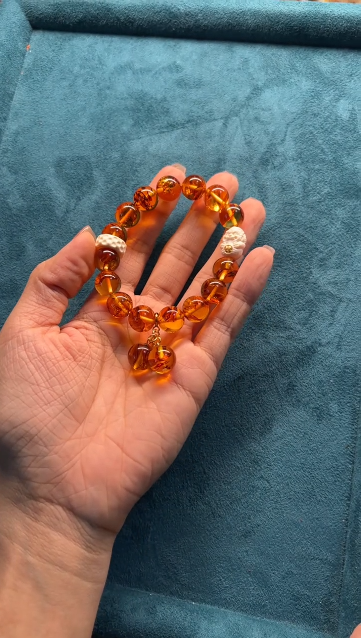 【闪购商品】琥珀手串未镶嵌【波罗的海】花珀蜜蜡手串（吞金兽/跑环）