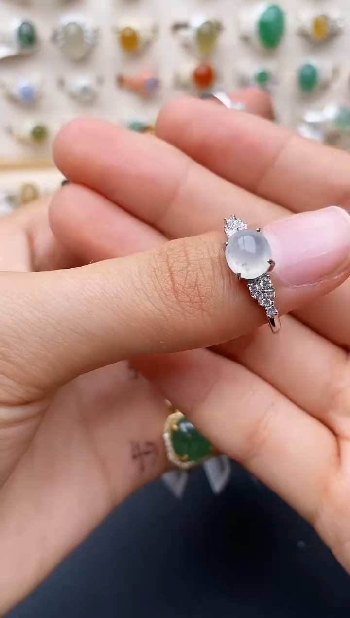 【闪购商品】翡翠戒指银S925镶嵌缅甸翡翠