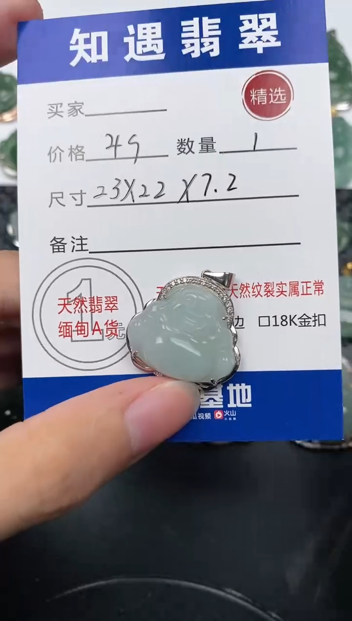 颈饰银S925镶嵌翡翠挂件