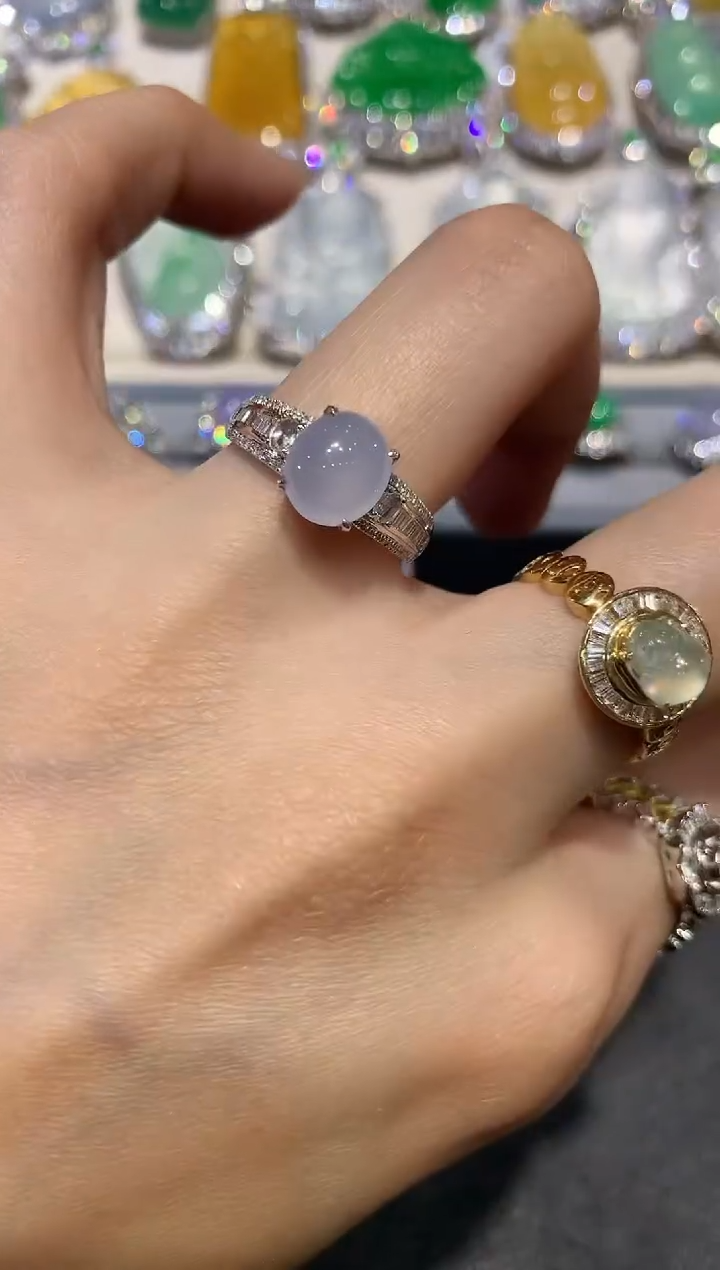 【闪购商品】翡翠戒指18K金镶嵌q155多样性一件发紫货有色差