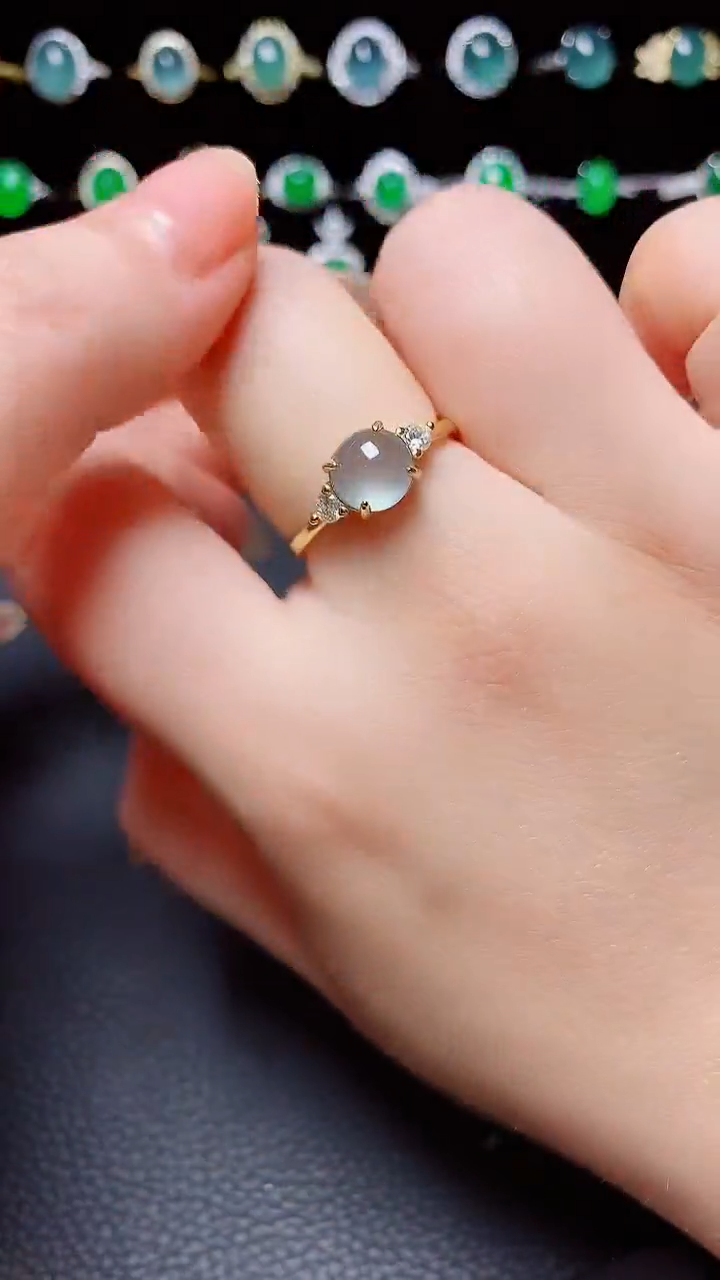 翡翠戒指银S925镶嵌天然翡翠A货s925银镶
