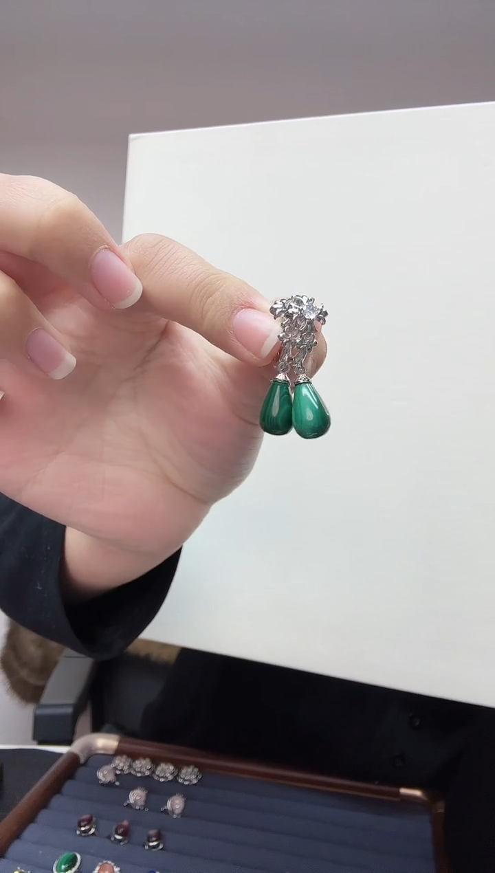 未镶嵌耳饰水晶天然孔雀耳钉106