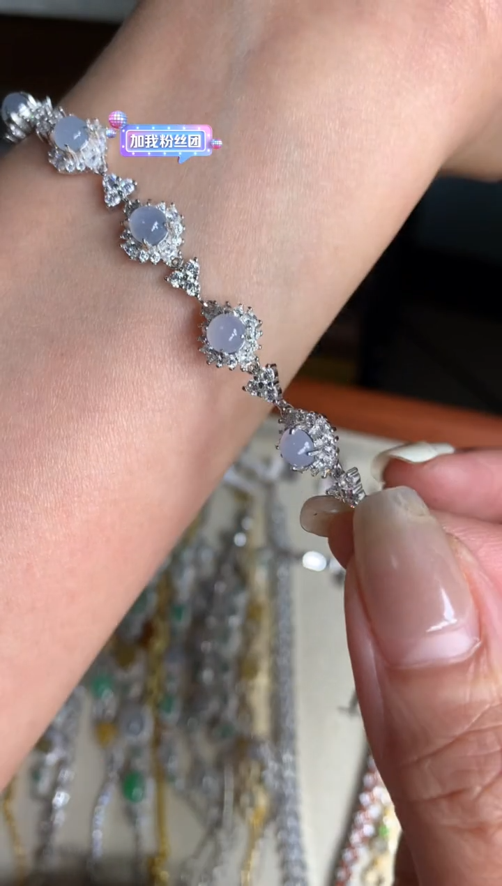 银S925镶嵌戒指翡翠2手链