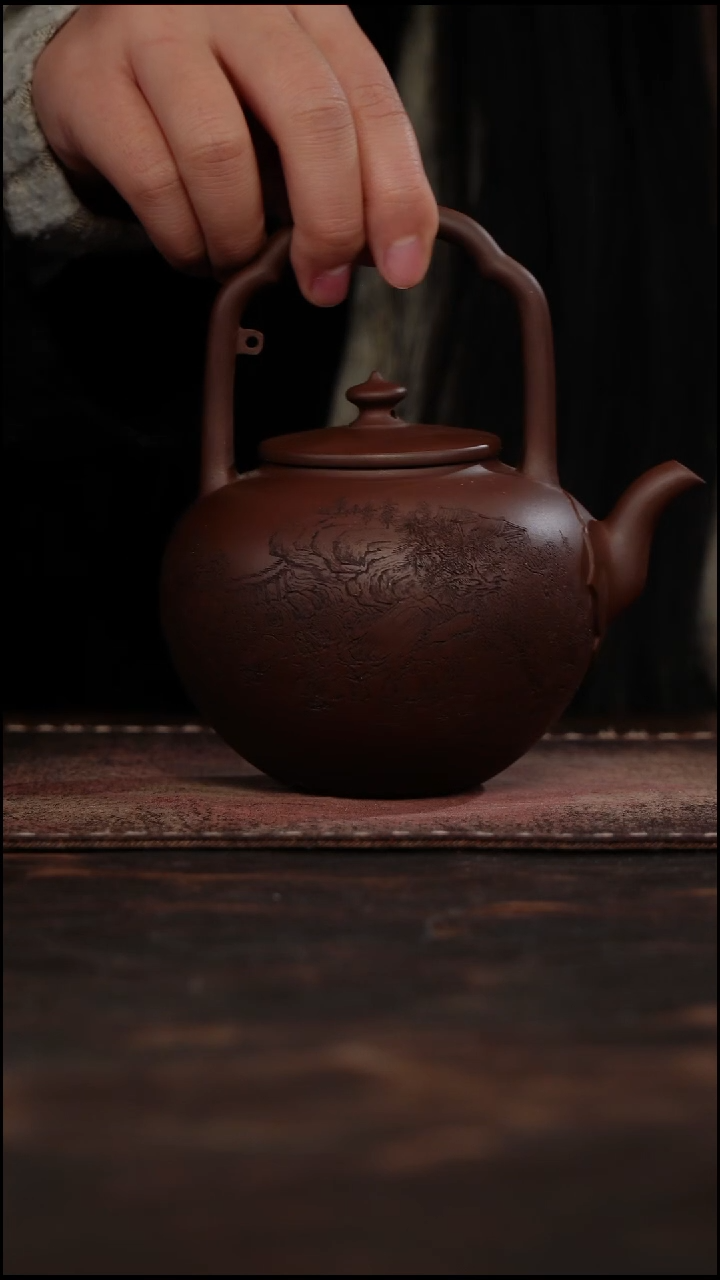 茶杯紫砂非遗茶器-提梁壶