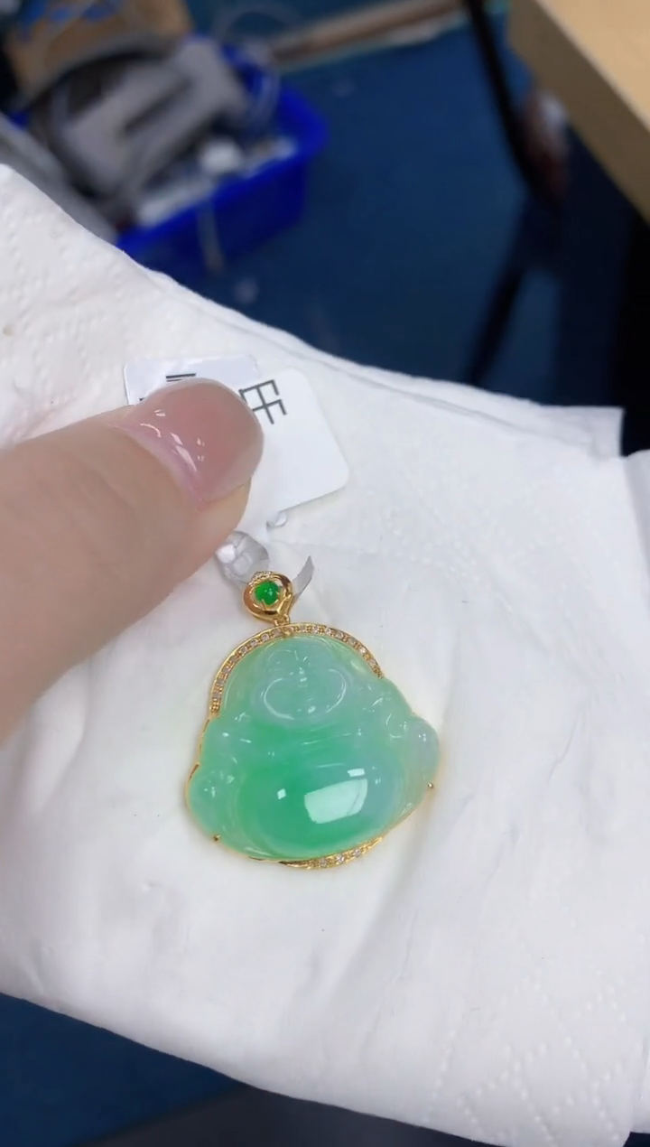 【闪购商品】翡翠颈饰18K金镶嵌天然缅甸翡翠A货