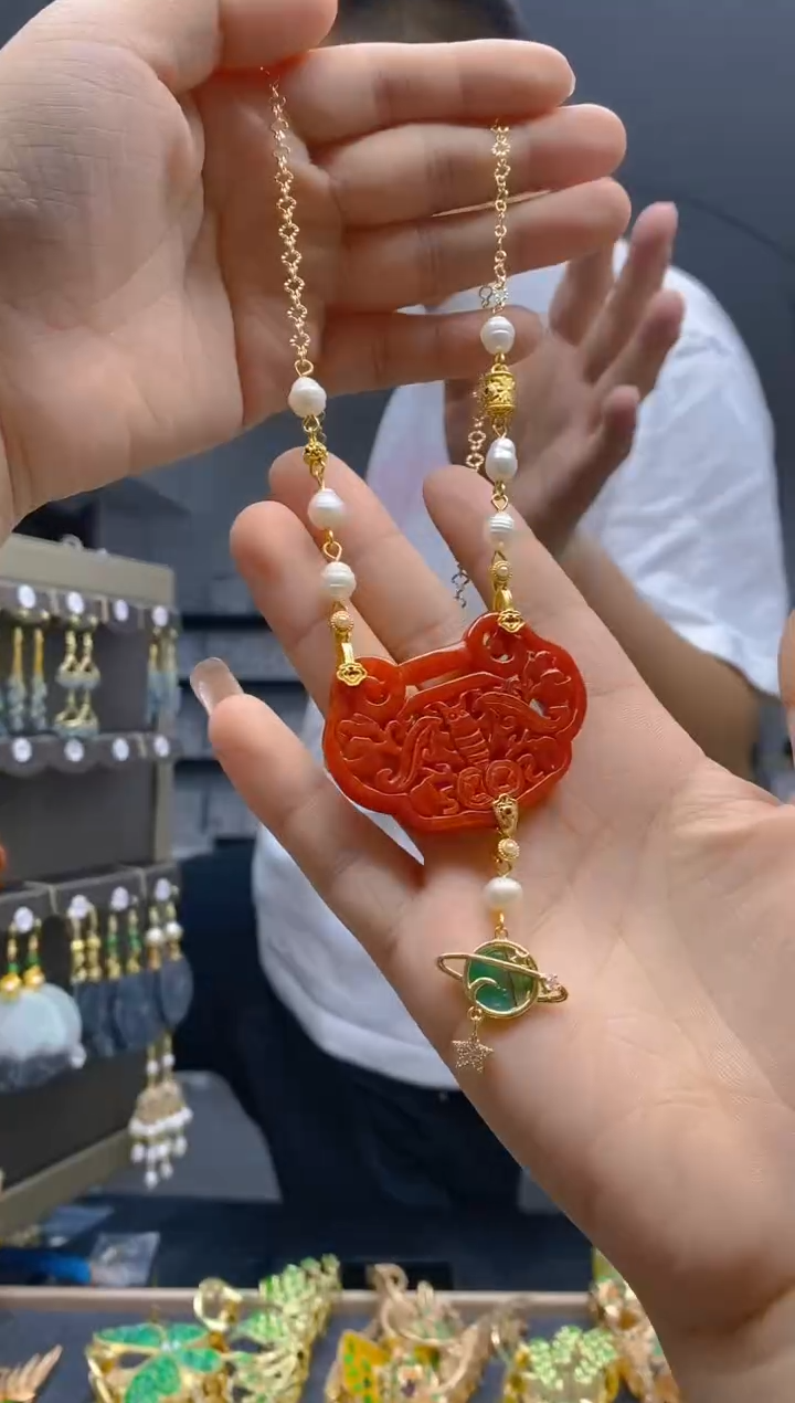 【闪购商品】翡翠耳饰合金0367翡翠锁骨链
