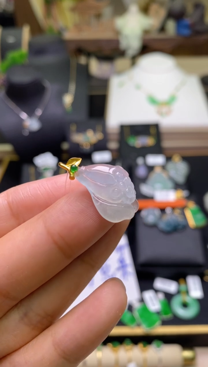 【闪购商品】翡翠颈饰18K金镶嵌净货16121