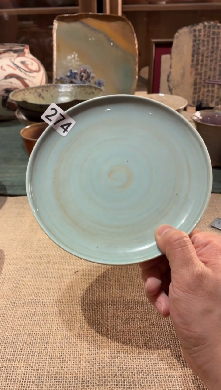 瓷片H*274蓝麻点立口茶点盘1个
