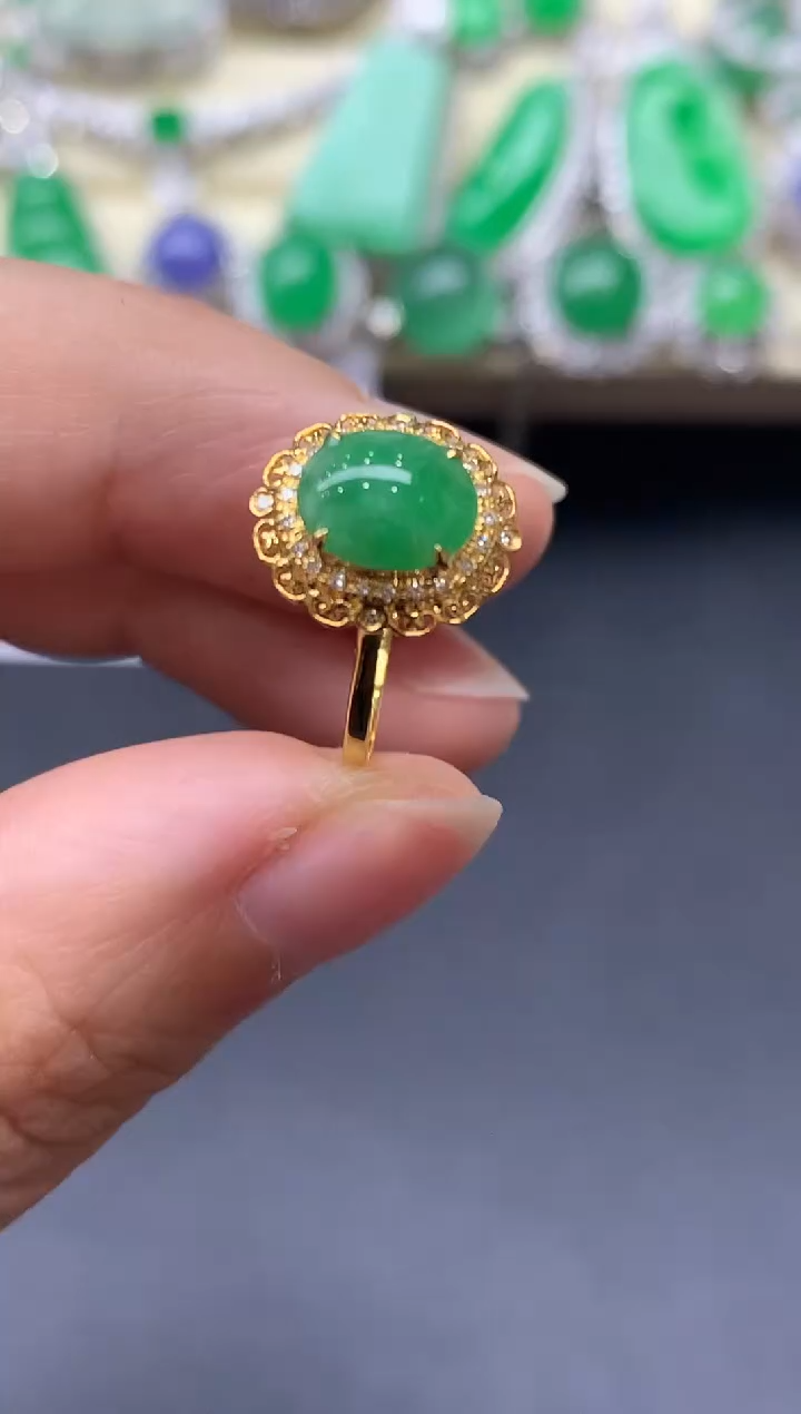18K金镶嵌戒指翡翠408-中国好珍宝