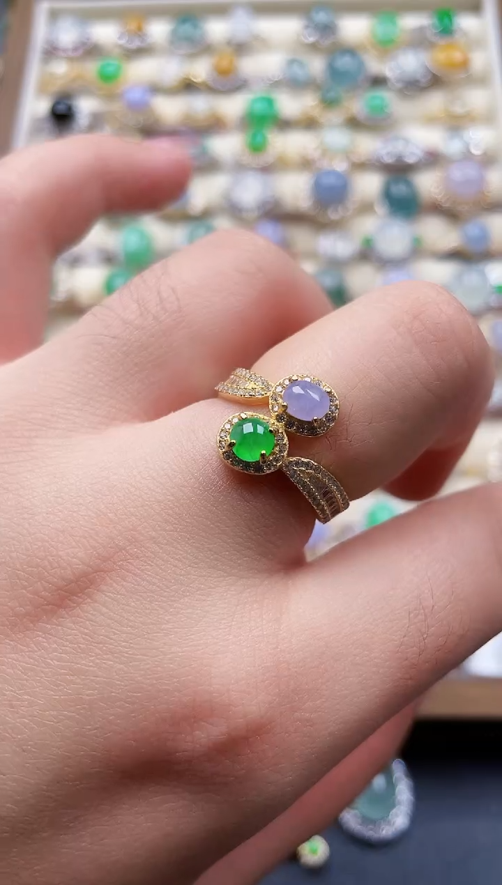 银S925镶嵌戒指翡翠206